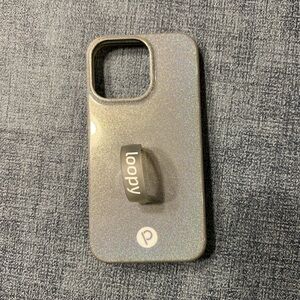 Loopy iPhone 13 Pro Glitter Phone Case with Built-in Loop - Silver